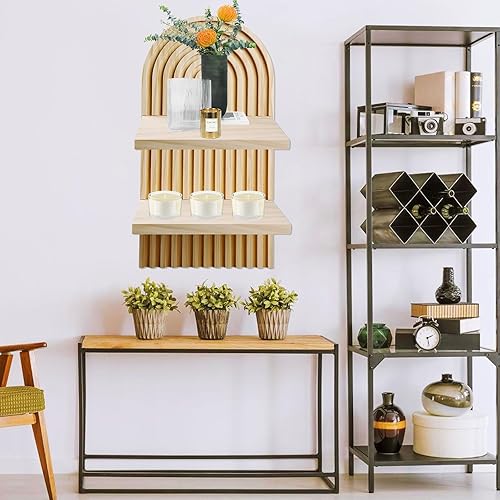 BORDEAG Étagère Murale Bohème, 2 pièces Étagères Murales en Bois Arc-en, Deco Boheme Etagère Murale, Adapté à Decoration Salon,Décoration Murale,Décoration Chambre - Nail Gallerys