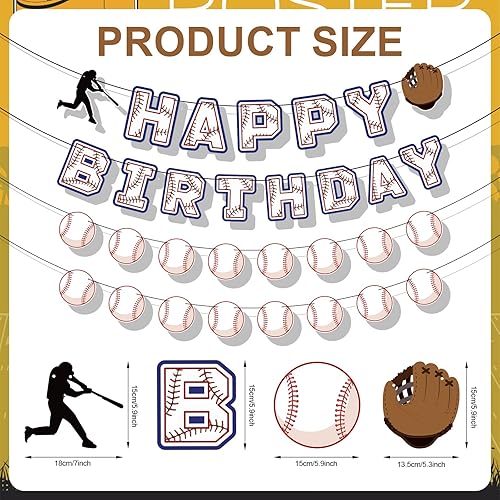 Bannière d'Anniversaire de Baseball, Décorations d'Anniversaire Baseball à Suspendre Sur le Thème du Baseball Guirlande en Papier Baseball Fournitures fête Baseball pour Anniversaire Sportif - Nail Gallerys
