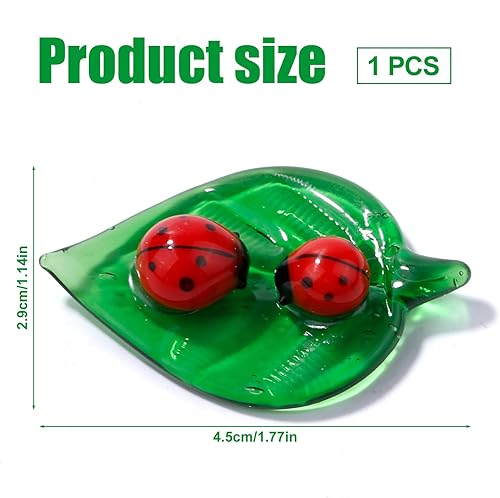 Gosknor Figurine Mignonne de Petite Coccinelle, Mini Coccinelle en Verre à Feuille Verte en Cristal Décoration de Chambre Figurines de Collection en Cristal Coloré pour Décoration de Chambre - Nail Gallerys