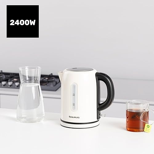 Taurus - Bouilloire électrique vintage 2400W | 1L | Base 360° | Arrêt automatique | LED | Acier inox | Poignée ergonomique | Indicateur d’eau | Crème rétro chic - Nail Gallerys