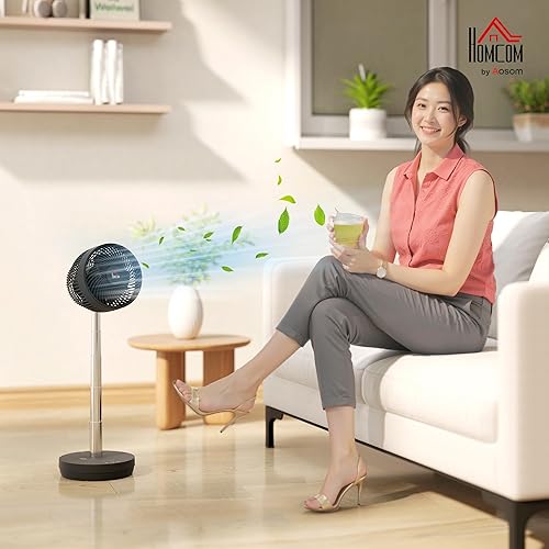 HOMCOM Ventilateur de table portable avec télécommande et batterie rechargeable 3600mAh ventilateur sur pied alimenté par USB inclinaison et hauteur réglables oscillant 10 vitesses minuterie noir - Nail Gallerys
