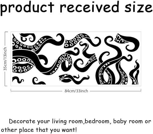 SUPERDANT Black Octopus Tentacules Wall Decor Sea Animal Wall Decal Mural Home Art Decor Vinyl Wall Art Decal Pieuvre Décor pour Salle de Bains Baignoire Décoration Murale Autocollants - Nail Gallerys