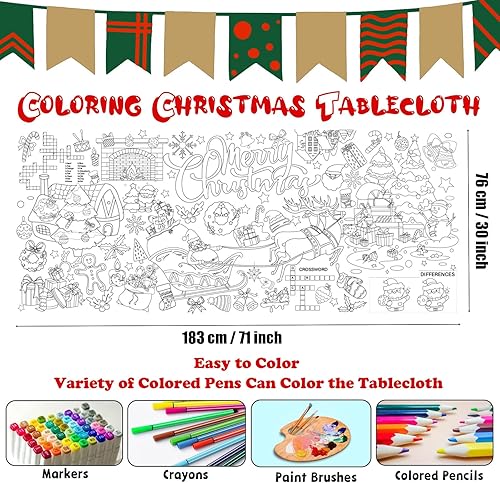 VARACL Poster Géant à Colorier de Noël, Nappe pour Enfants, Bannière Jumbo pour Fête, Activités et Jeux de Coloriage - Nail Gallerys