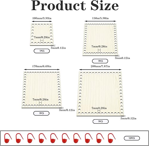 KOUHA Fond de Panier en Bois Naturel 4 Pièces - Base au Crochet pour Sac 10/15/17/20 cm - Nail Gallerys