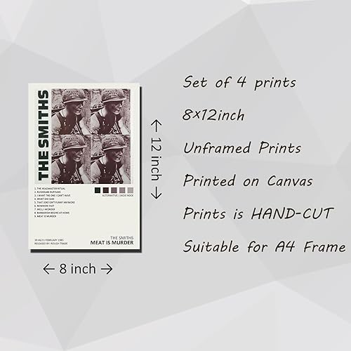 generisch The Smiths Music Album Cover Lot de 4 posters en toile sans cadre 20 x 30 cm - Nail Gallerys