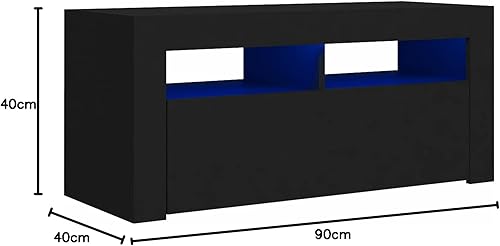 DJEKA Meuble TV LED Meuble TV Bois Meuble TV Haute Banc TV Meuble Television Meuble TV avec Rangement Table TV Salon Banc TV-Sonoma gris-90x35x40 cm - Nail Gallerys