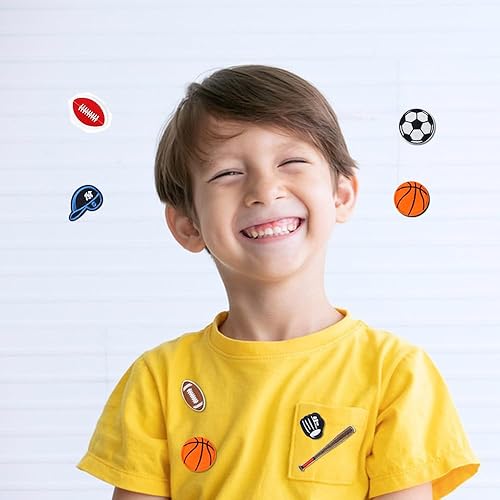 Miwind Lot de 12 écussons appliqués thermocollants Thèmes basket-ball/tennis/rugby/football pour jeans/vêtements/vestes/sacs/foulards enfants - Nail Gallerys