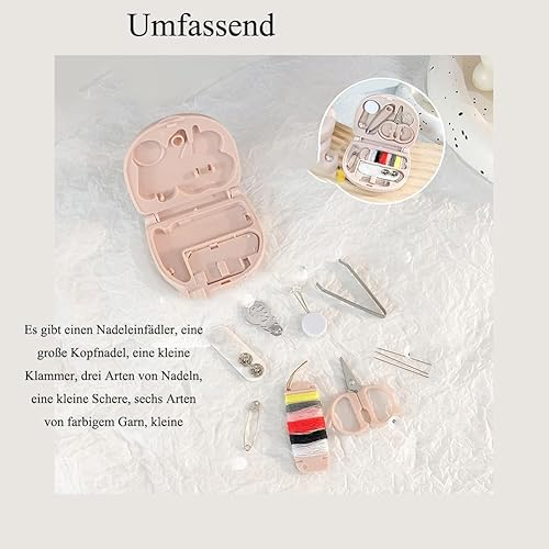 HSYTEK 1 mini kit de couture portable de voyage, convient pour les voyageurs débutants et à la maison, kit d'aiguilles et de fils, rose - Nail Gallerys