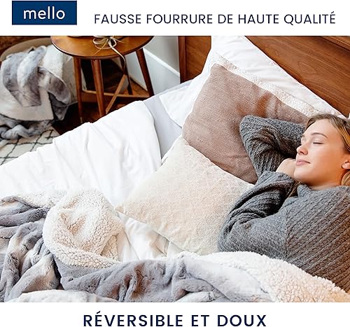 mello – Plaid Polaire 230x270, Plaid Fourrure Réversible et Confortable, Couverture Polaire Haute Qualité, Couverture Chaude Canapé, Couvre Lit, Marron Foncé - Nail Gallerys