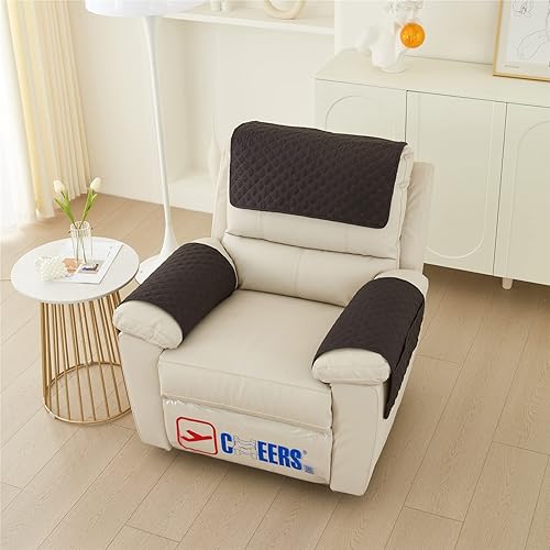 DEZYPZAM Housse D'appui-tête pour Housse De Bras De Fauteuil Inclinable, Housse de Canapé Matelasse Réversible, Housse D'accoudoir 1/2/3 Place, Imperméable et Antidérapant (Chameau,1 Place | 3 Pc) - Nail Gallerys