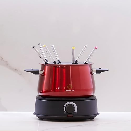 Masterchef Junior - Fondue Électrique Easy Party - Convient pour le Fromage et le Chocolat - Puissance 1500W - Fondue d'une Capacité de 1,4 Litre - Thermostat Réglable et Arrêt de Sécurité - Nail Gallerys