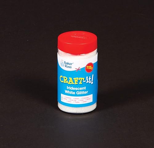 Baker Ross Pot distributeur de paillettes blanche - Idéal pour les activités de scrapbooking ou décoration de cartes, 115g - Nail Gallerys