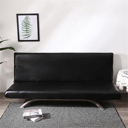 Surwin Housse de Clic Clac Élastique Canapé 2/3 Places Cuir PU Imperméable Housse de Canapé sans Accoudoir Couverture de Canapé-lit Tout Couvert Canapé Pliant Protecteur (120cm,Noir) - Nail Gallerys