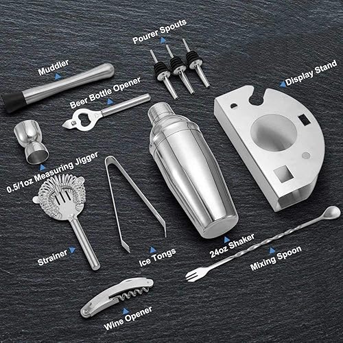 Povhhee Kit shaker 12 pièces pour barman - Accessoires de barre d'outils avec barre en acier inoxydable - Nail Gallerys