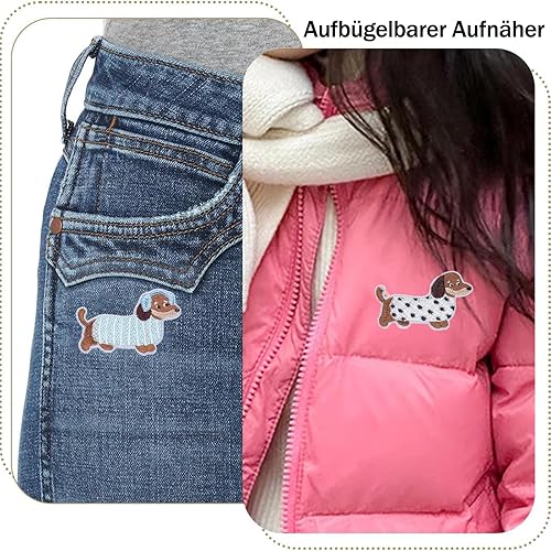 Lot de 15 écussons décoratifs en forme de teckel à repasser - Pour enfants, cadeaux - Pour vêtements, vestes, sacs à dos, jeans - Nail Gallerys