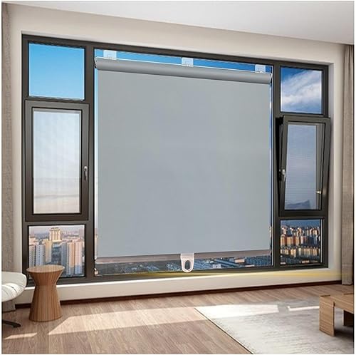 Stores Enrouleurs Pare-soleil, Stores À Rouleau Occultants Protection Solaire 99%, Rideaux Occultants Sans Perçage, Stores D'intimité Temporaires Pour Fenêtres Et Portes,grey-105x200cm/41*79in - Nail Gallerys