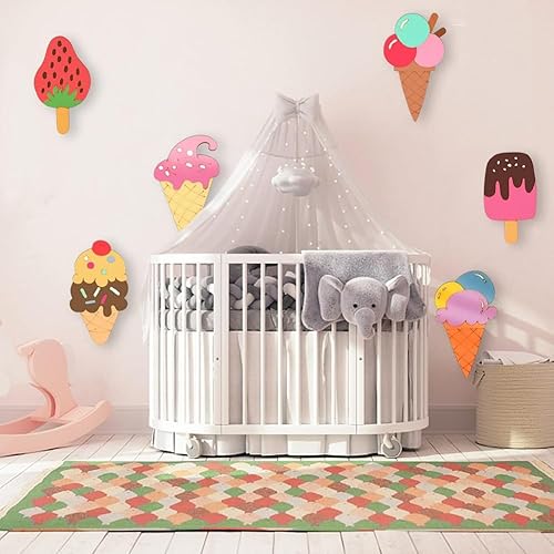 Muuoeou Lot de 32 tranches en bois brut pour crème glacée - 8 styles - Pour le bricolage, la décoration de la maison - Nail Gallerys