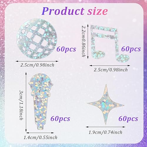 Piriuuo Lot de 240 confettis discothèques, confettis de table, boules à facettes, note de musique, microphone, étoile, centre de table, décorations discothèques, confettis décoratifs pour - Nail Gallerys