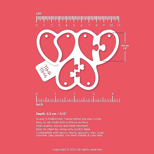 MelbMolds - Moule en silicone pour résine époxy 'Demi-cœur pour couple' - Créez des porte-clés cœurs connectés et des puzzles de cœurs DIY pour la Saint-Valentin. - Nail Gallerys
