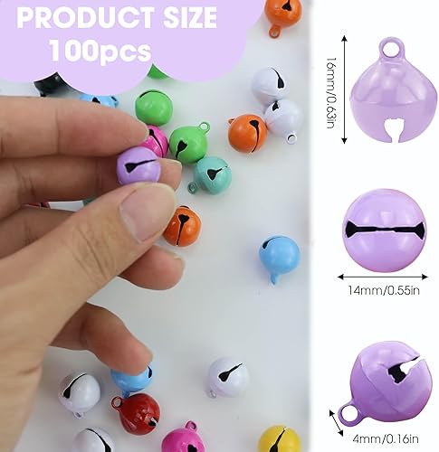 Lot de 100 petites clochettes multicolores en métal pour bricolage - 14 mm - Cloches pour bricolage avec trous - Petits grelots - Pendentif de Noël pour bricolage - Bijoux de Noël - Animaux de - Nail Gallerys