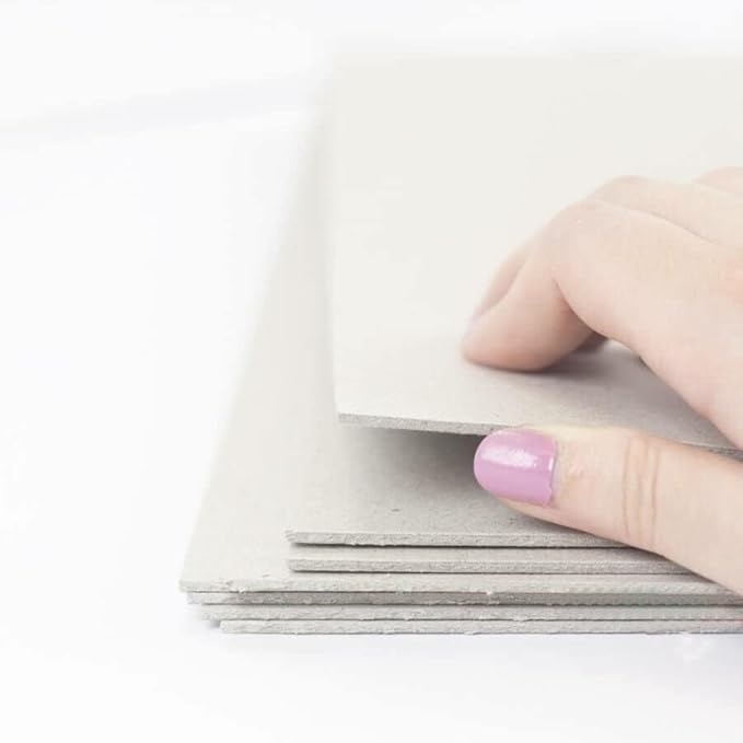 Craftelier - Lot de 30 chipboard | Feuilles de carton pressé et compact pour reliure d'albums ou création de boîtes | Sans acide ni lignine | Épaisseur 2 mm | Taille 20 x 20 cm | Couleur grise - Nail Gallerys