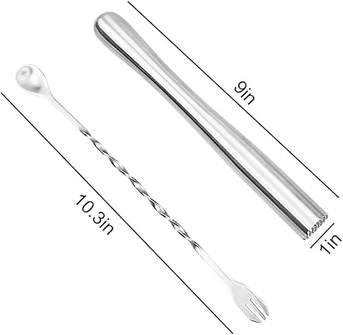 RUCUDIM 2pièces Ensemble D'outils De Barre De Pilon Muddler Pilon à Cocktail pour Cocktails Mélange Cuillère Bar Cuillère Barman Outils en Acier Inoxydable,idéal pour Barman - Nail Gallerys