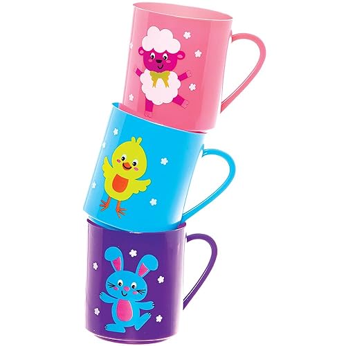 Baker Ross FX479 Mugs en plastique à l'effigie des personnages de Pâques – Lot de 4, pour remplir les sacs de Pâques des enfants. - Nail Gallerys