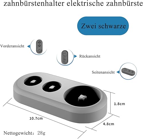 Lot de 2 porte-brosses à dents électriques compatibles avec Oral Bio, 1 brosse à dents et 2 têtes de brosse pour le rangement dans la salle de bain, noir - Nail Gallerys