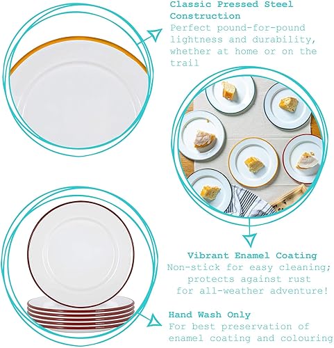 Argon Tableware Plaques de latérale en émail Blanc - Plats de Camping en Plein air en métal - 20cm - Marine - Pack de 12 - Nail Gallerys