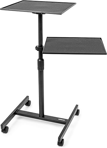 Duronic WPSLS2 Table de Travail Mobile Bureau Assis-Debout Support à roulettes pour PC ou projecteur Hauteur ajustable de 67,5 à 100 cm 2 plateformes de 42,4 x 37,4 cm Capacité 10 kg - Nail Gallerys