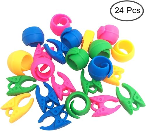 FineGood Hugger de bobine de fil de de 24 pcs, agrafes de pince de support de canette gardant les queues de fil de canette sous le contrôle aucune extrémité lâche - rose, vert, bleu, orange - Nail Gallerys