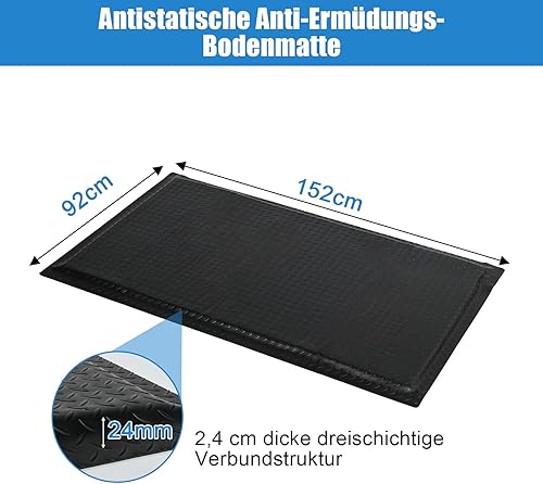 Tapis anti-fatigue pour postes de travail debout, tapis de travail ergonomique anti-fatigue, 92 x 152 cm, tapis de bureau debout pour atelier, bande d'assemblage - Nail Gallerys