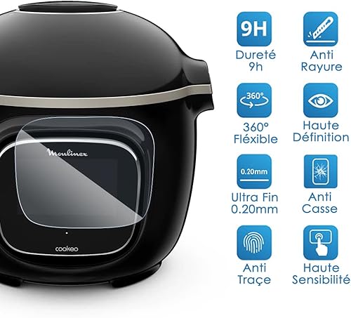 KARYLAX - Protection d'écran Film Verre Nano Flexible Incassable Dureté 9H, 100% transparent pour Robot de cuisine Moulinex Cookeo Touch Wifi - Nail Gallerys