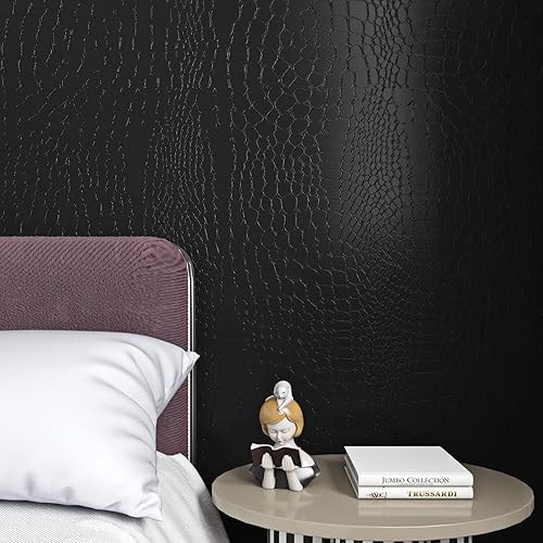 Livelynine Epais Adhesif pour Meuble Motif Cuir Noir Papiers Peints Muraux pour Chambre 40CMx5M Vinyle Adhesif Meuble Armoire Placard Penderie Tiroir Lavable Papier Peint Adhesif Mural Salon Noir Uni - Nail Gallerys