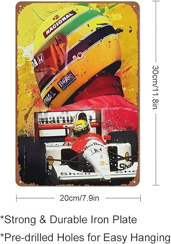 Poster de Formule 1 Alternative Ayrton Senna Legend F1 en métal 20 x 30 cm - Décoration murale rétro pour bar, café, restaurant - Nail Gallerys