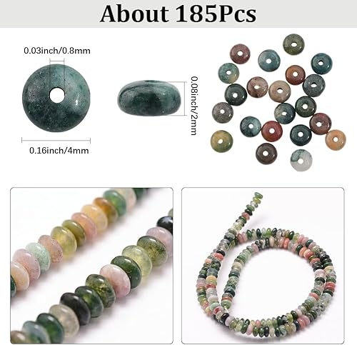SUNNYCLUE 1 boîte D'Environ 185 perles D'Agate Heishi de 4mm Brin de Perles en Pierre de Boulier Mélange de Couleurs Disque de Pierres Précieuses Espaceurs D'Énergie pour L'Artisanat Bracelets Collier - Nail Gallerys