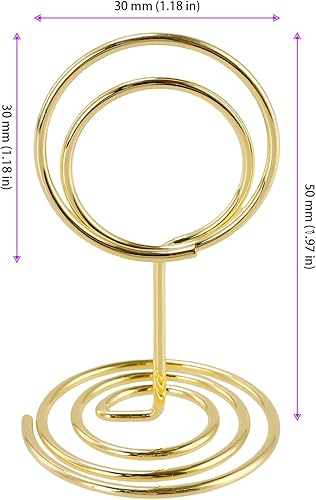 FAAING Lot de 40 porte-cartes de table en métal doré de 50 mm avec fils métalliques - Porte-photo avec pinces - Support pour cartes de table de mariage - Pour fêtes, restaurants - Nail Gallerys