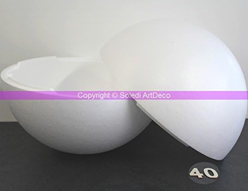 Lealoo Grande Boule polystyrène séparable, Ø 40 cm/400 mm, Sphère sécable en Styropor Blanc densité Pro - Nail Gallerys