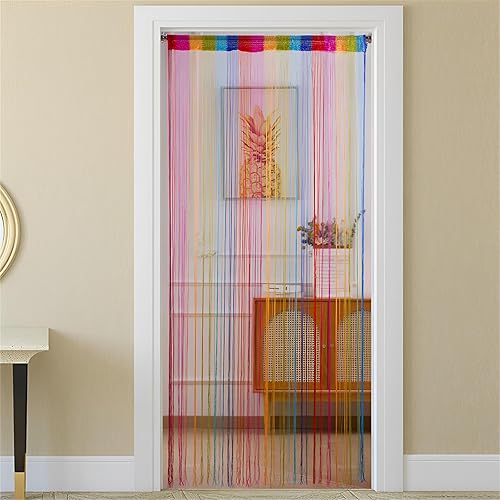 Surwin Rideau de Porte en Perles, Style Arc-en-Ciel Rideau Moustiquaire, Rideaux de Porte Anti Mouche, Separation de Piece Moustiquaire pour Cuisine, Chambre et Salon, Mariage (Arc-en-Ciel,100x200cm) - Nail Gallerys