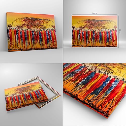 Deco Cadre Décoration Salon Afrique tribu Moderne Impression sur Toile 120x80cm Image Tableau Decoration Murale Chambre Cuisine Horizontal Art Wall Grand Tableaux Decoratifs Muraux AA120x80-3752 - Nail Gallerys