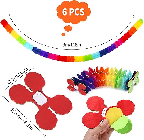 Zofory 6 Pièces Guirlande Carnaval 3m, Colorée Guirlande Papier, Guirlande Multicolore Papier, Décoration Intérieure Convient pour Les fêtes d'anniversaire, Carnaval, Mariages et fêtes - Nail Gallerys