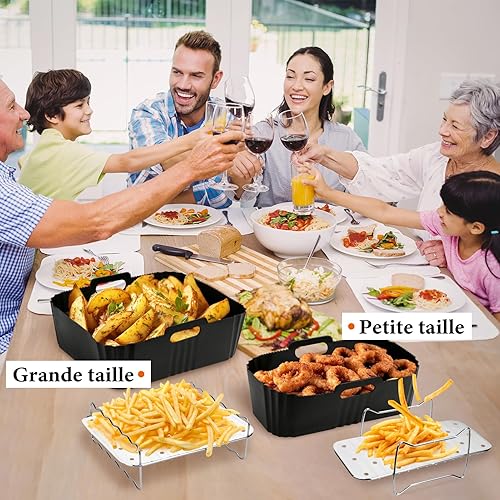 WIAZZLUK Dual Air Fryer Accessoires Pour Moulinex EZ9018 5,2/3,1 L, Ensemble de 17 Pièces pour Philips Airfryer Série 3000/Tefal Easy Fry, avec 2 Plaques à Pâtisserie en Silicone, Grilles de Cuisson - Nail Gallerys