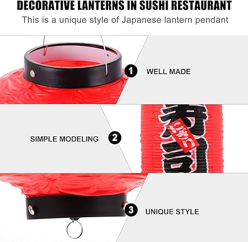 Uonlytech Lot de 2 lanternes japonaises suspendues en soie rouge – Lampes suspendues pour restaurant Sushi – Style japonais en plastique et papier - Nail Gallerys