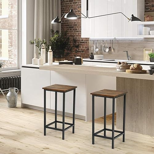 GIANTEX Lot de 4 Tabourets de Bar Industriel en Bois avec Repose-Pied, Cadre en Fer, Hauteur Assise 62 CM, pour Cuisine,Salon,Café,Bistrot(30x30x62cm) - Nail Gallerys