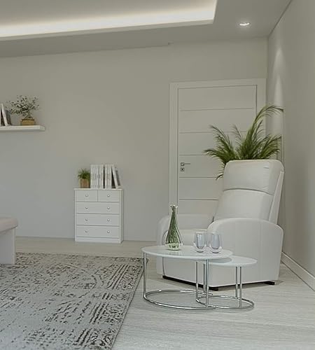 Relaxdays Table Gigogne Set de 2 Table de Salon Petite Ronde Mate, Table Basse Bois Métal Chromé 60x60 cm, Blanc - Nail Gallerys