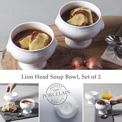 WM Bartleet & Sons 1750 TSET120 Lot de 2 bols à soupe et ragoût traditionnels en porcelaine Motif tête de lion 350 ml - Blanc - Nail Gallerys