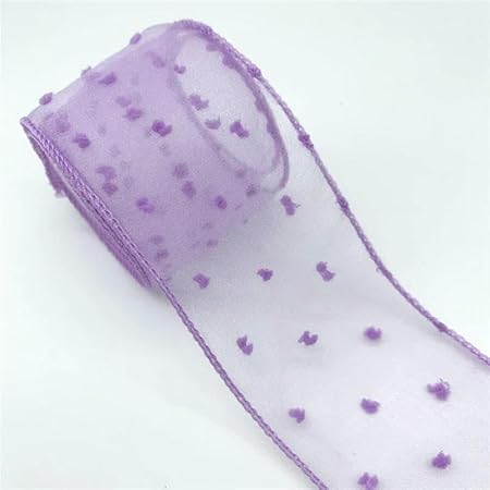 Ruban en dentelle et organza à pois, 3 mètres/lot, 50 mm, pour nœud, mariage, décoration de Noël, bricolage, vêtements, couture, rouge - Nail Gallerys