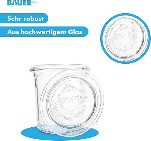 Flaschenbauer Weck RR60 Lot de 12 bocaux en verre - 140 ml - Bocaux polyvalents pour gâteaux dans un verre, confiture, conserve, conserve, pot décoratif avec étiquette - Fabriqué en Allemagne - Nail Gallerys