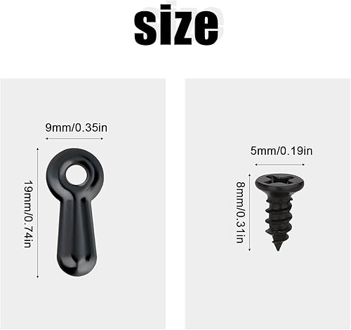 AIEX 160 Pièces Attaches à Bouton Tournant pour Cadre Photo et 160 Pièces Tête Plate Vis de Suspension pour Cadre Photo, Repasser Loquet Bouton Tournant pour Cadres Photo Clips Support (Noir) - Nail Gallerys