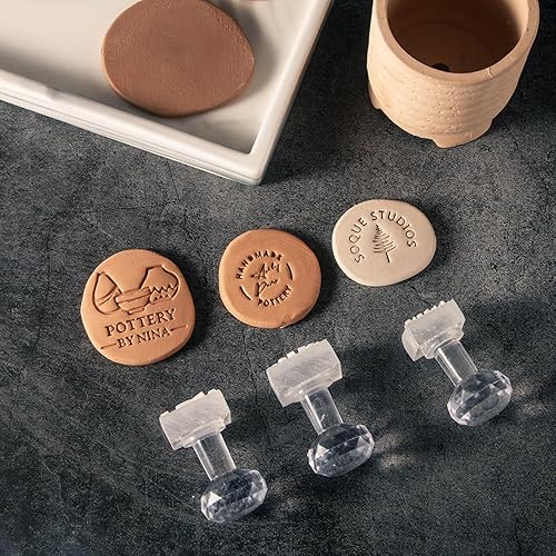 Tampon de poterie personnalisé pour argile – Tampon de poterie personnalisé avec votre logo, tampons à lettres d'impression créative, outils en argile polymère, cadeau pour potiers - Nail Gallerys